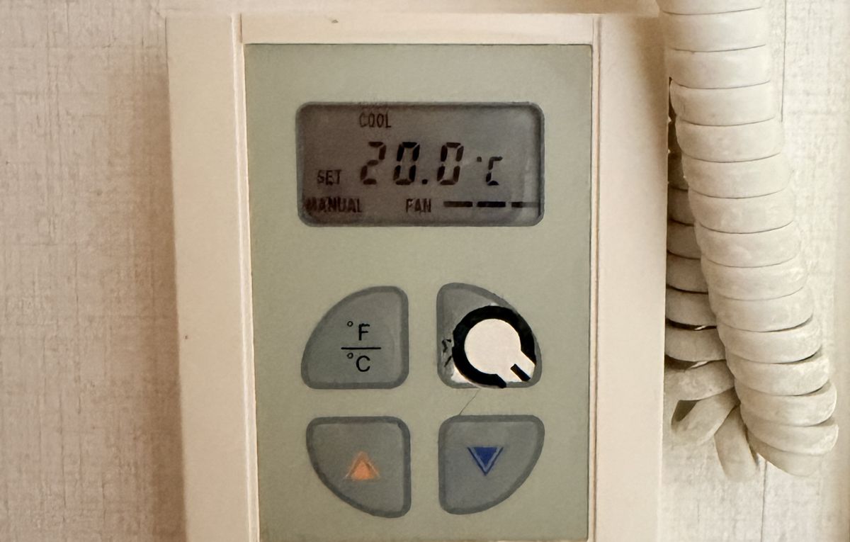 Aircon control panel — the setting shown is maximum cooling