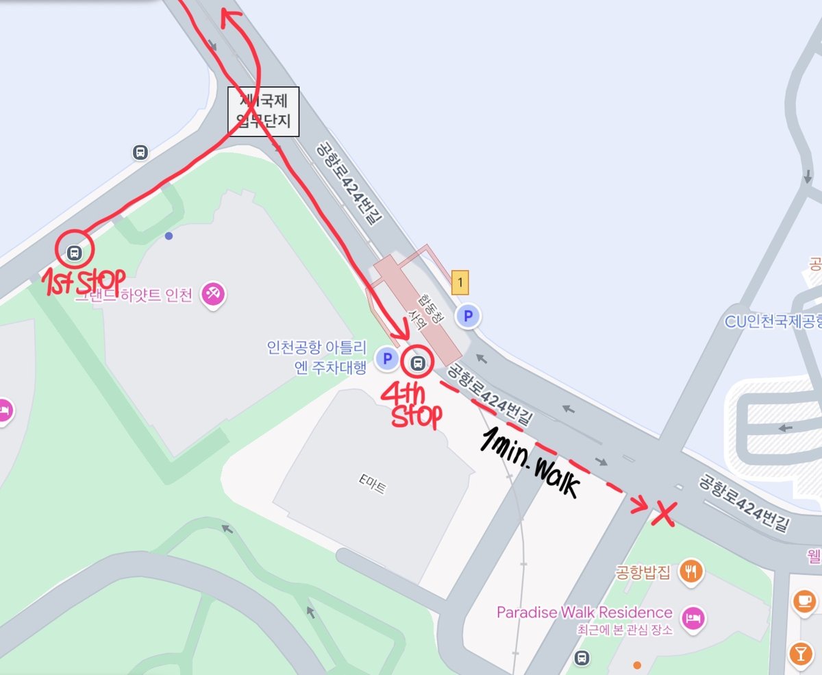 Map — 1st and 4th Hyatt stops; get off at the 4th, then a 1-minute walk to the crosswalk